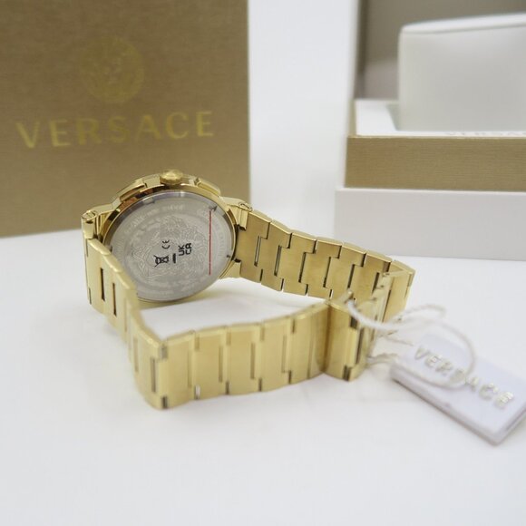 Versace VEZ900421 Greca Logo Chrono 43mm., Gold, Bracelet New Watch for Men. - Picture 5 of 9